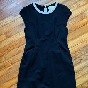 Black Kate Spade dress with white zipper and trim